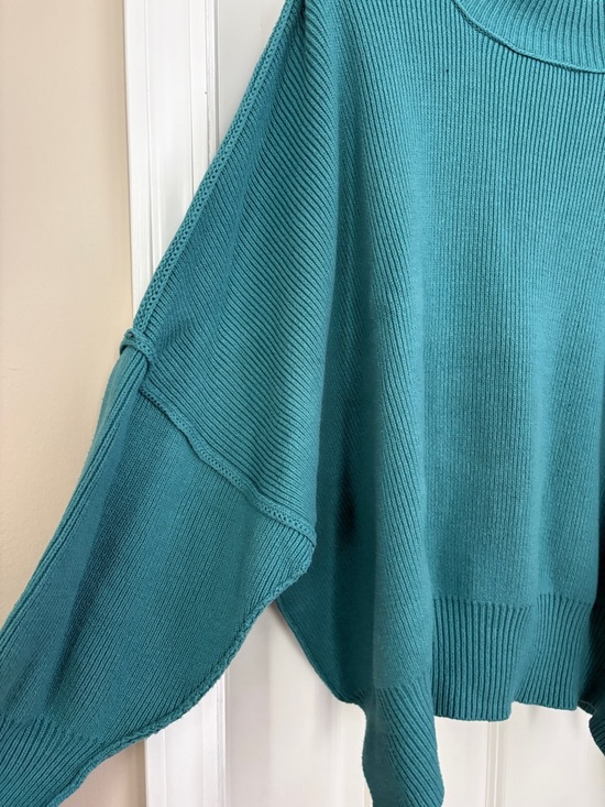 Zenana Oversized Tunic Crewneck Sweater Teal Women’s Large Easy Street Tunic - Picture 4 of 6
